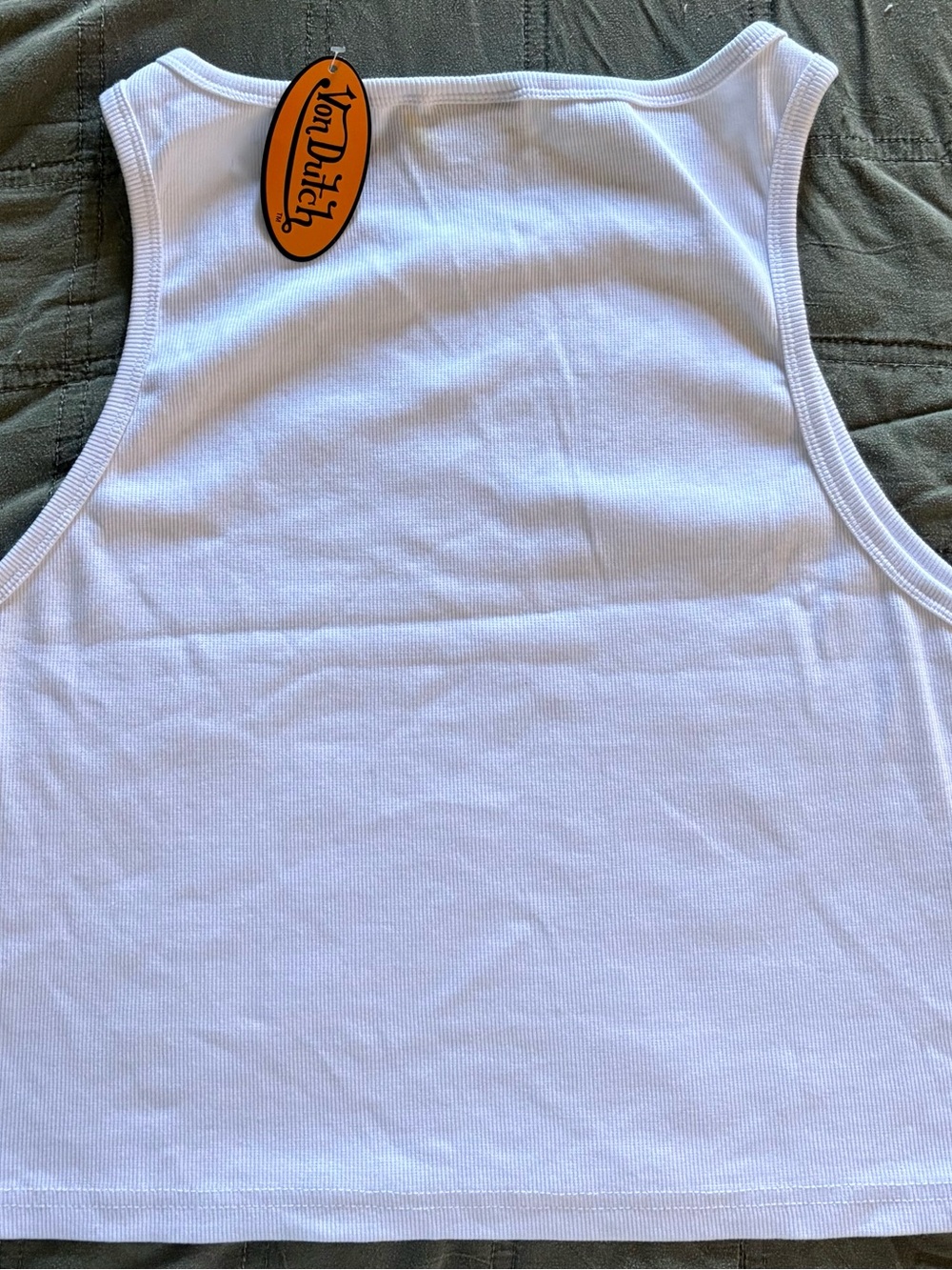 Von Dutch White Rhinestone Logo Cropped Tank - Picture 3 of 3